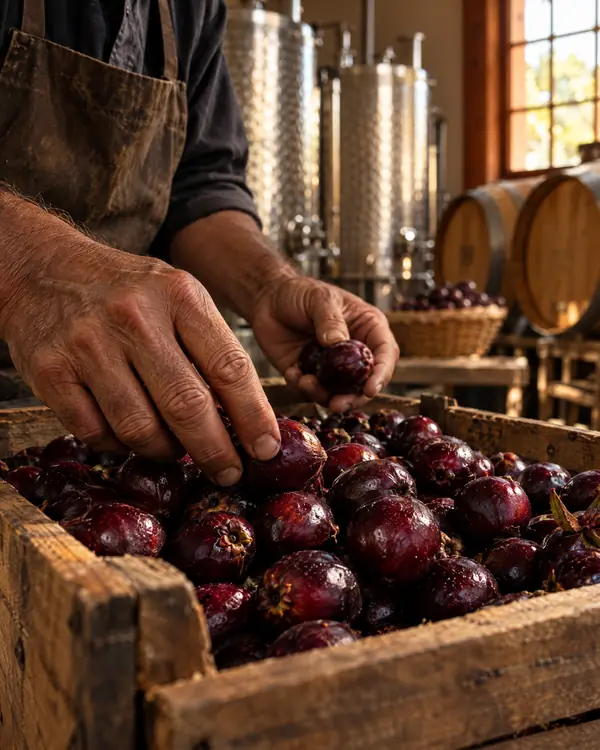 Manos de artesano seleccionando corozo en el taller
