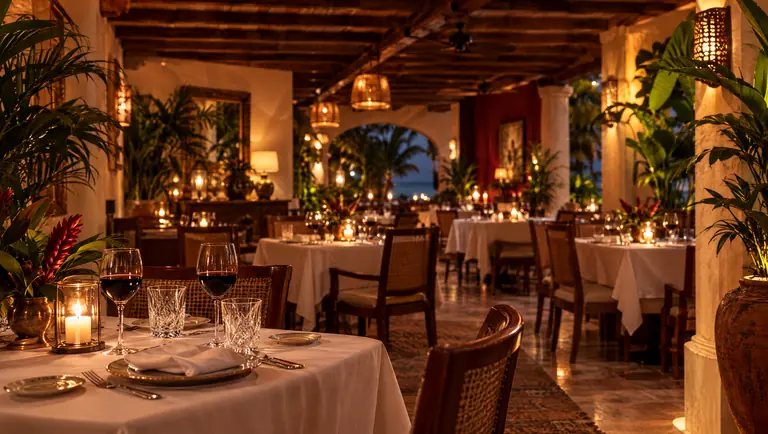 Restaurante elegante con copas de vino tinto